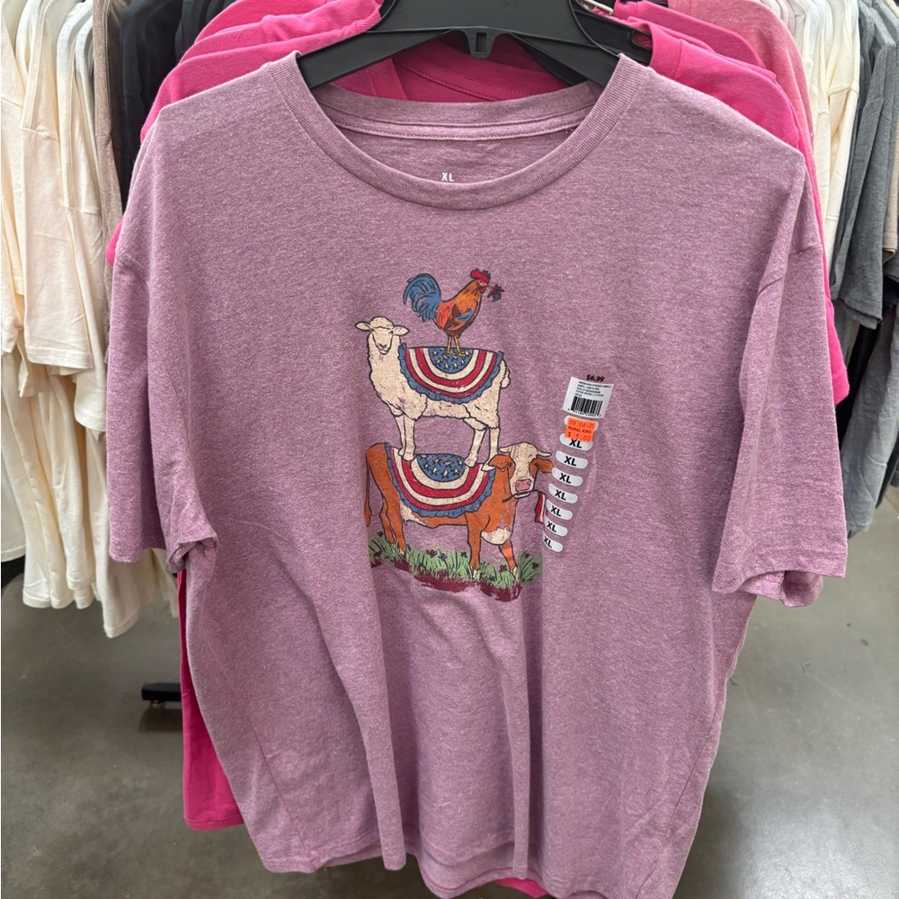 Purple Graphic T-Shirt with Animal Print
